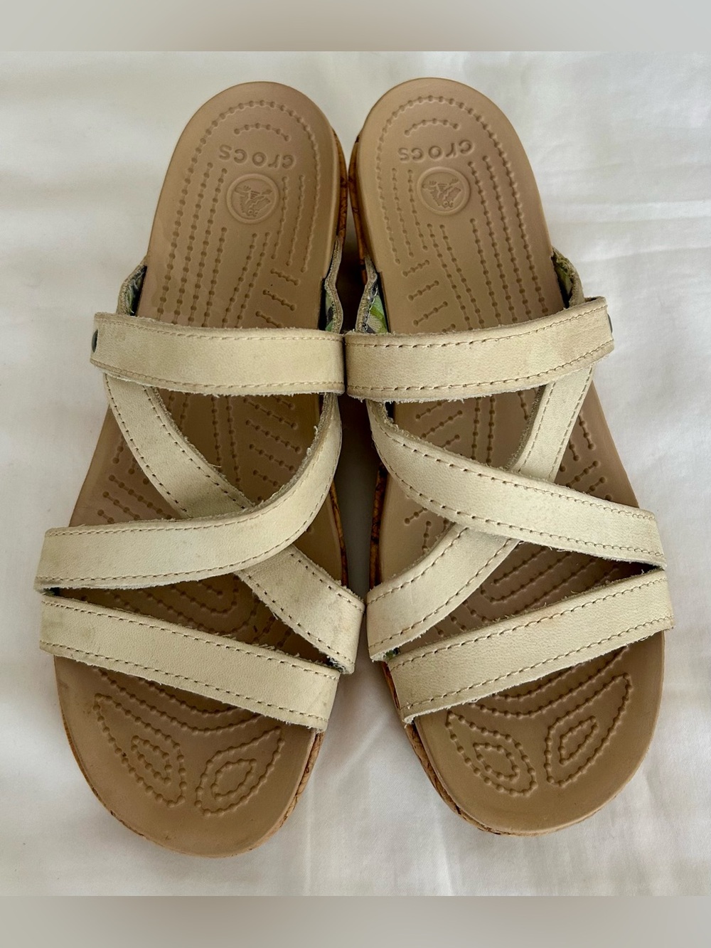 CROCS Women’s Cream Multi-Strap Slide Sandals